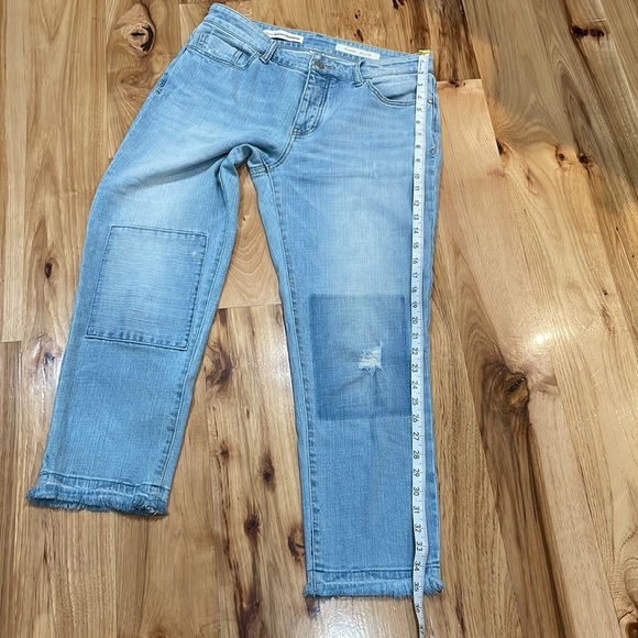 Pilcro and letterpress anthropologie Hyphen jeans Sz 28 raw hem patchwork - Picture 5 of 12